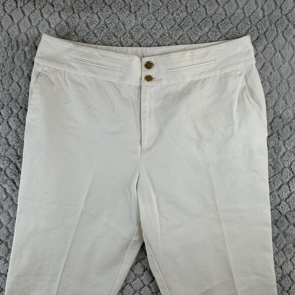 Lauren Ralph Lauren White Womens Capri's‎ Size 16 side slit LRL EUC - Picture 3 of 9